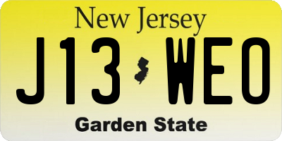 NJ license plate J13WEO