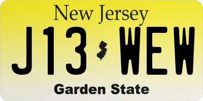 NJ license plate J13WEW