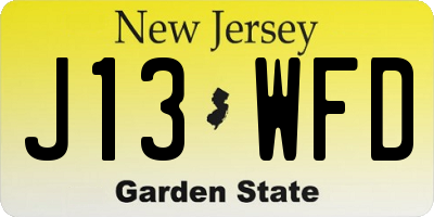 NJ license plate J13WFD