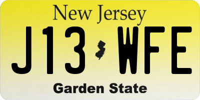 NJ license plate J13WFE