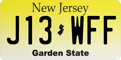 NJ license plate J13WFF