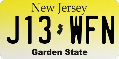 NJ license plate J13WFN