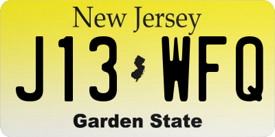 NJ license plate J13WFQ