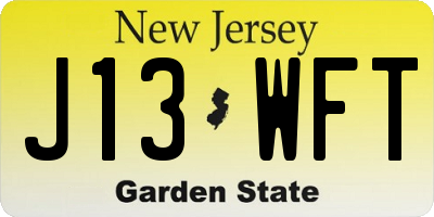 NJ license plate J13WFT