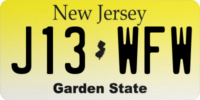 NJ license plate J13WFW
