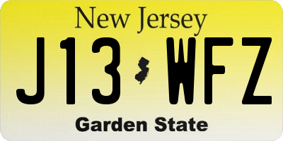NJ license plate J13WFZ