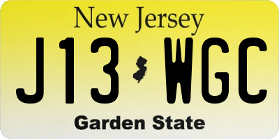 NJ license plate J13WGC
