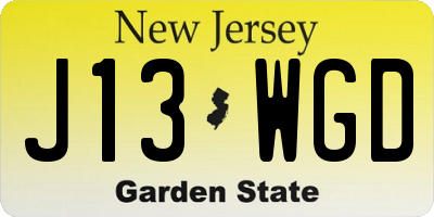 NJ license plate J13WGD