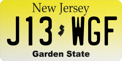 NJ license plate J13WGF