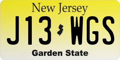 NJ license plate J13WGS