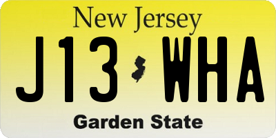 NJ license plate J13WHA