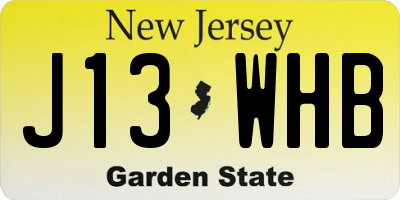 NJ license plate J13WHB