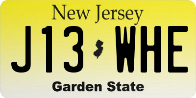 NJ license plate J13WHE