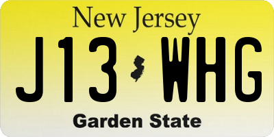 NJ license plate J13WHG