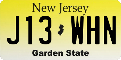 NJ license plate J13WHN