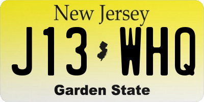 NJ license plate J13WHQ