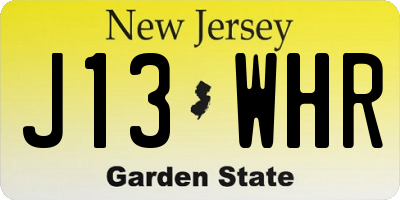 NJ license plate J13WHR