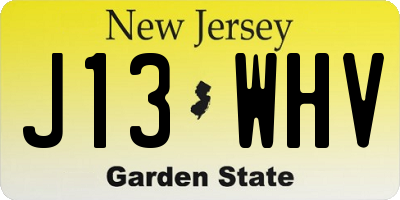 NJ license plate J13WHV