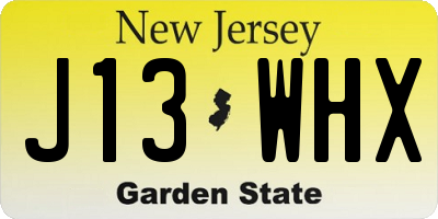 NJ license plate J13WHX