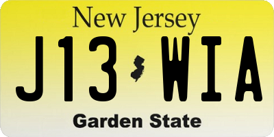 NJ license plate J13WIA