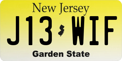 NJ license plate J13WIF