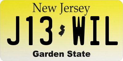 NJ license plate J13WIL