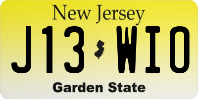 NJ license plate J13WIO