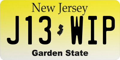 NJ license plate J13WIP