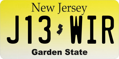 NJ license plate J13WIR