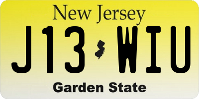 NJ license plate J13WIU