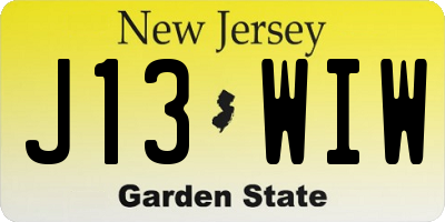 NJ license plate J13WIW