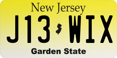 NJ license plate J13WIX