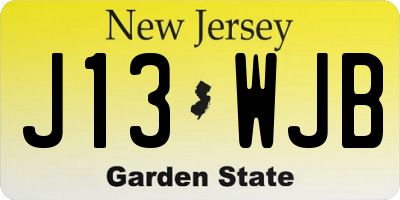 NJ license plate J13WJB