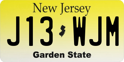 NJ license plate J13WJM