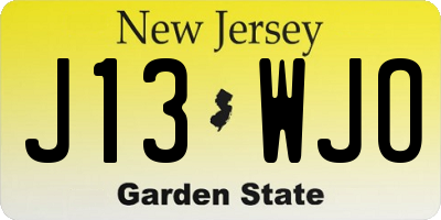 NJ license plate J13WJO
