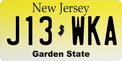 NJ license plate J13WKA