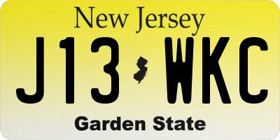 NJ license plate J13WKC