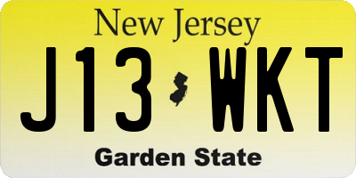 NJ license plate J13WKT