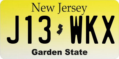 NJ license plate J13WKX