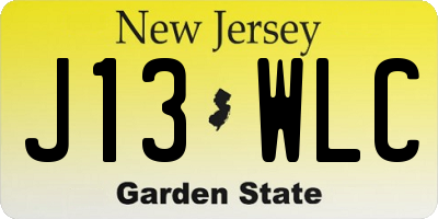 NJ license plate J13WLC