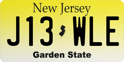NJ license plate J13WLE