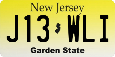 NJ license plate J13WLI