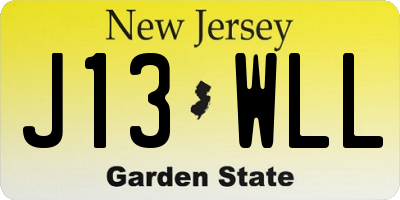 NJ license plate J13WLL