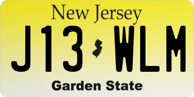 NJ license plate J13WLM