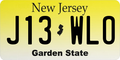 NJ license plate J13WLO