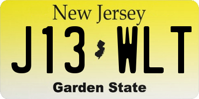 NJ license plate J13WLT