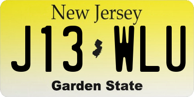 NJ license plate J13WLU