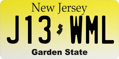 NJ license plate J13WML