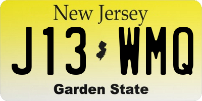 NJ license plate J13WMQ