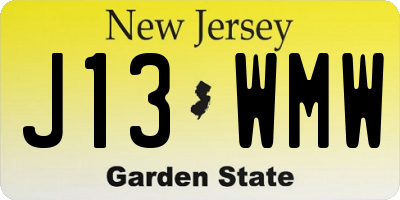 NJ license plate J13WMW